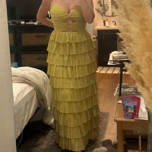 Gianni Bini Lime Green Tiered Maxi Dress